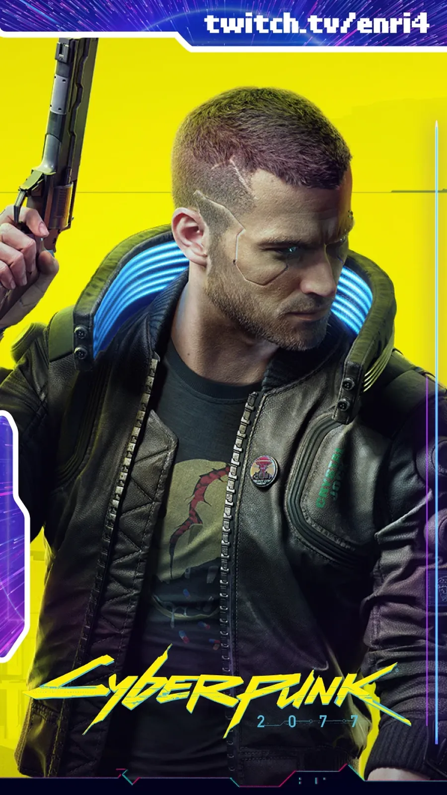Pantalla vertical de stream con temática Cyberpunk 2077