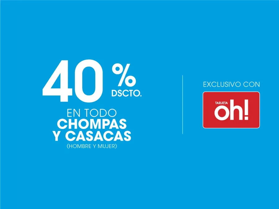 Pieza de descuento de 40% con Tarjeta Oh! para Oechsle