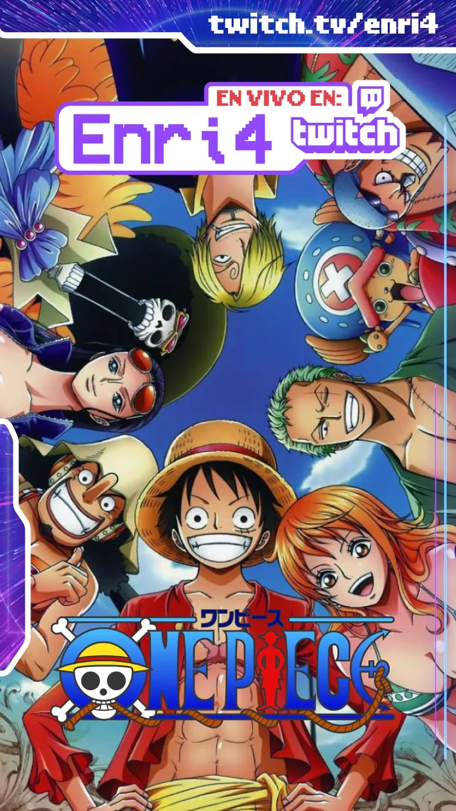 Pantalla vertical de stream con temática One Piece