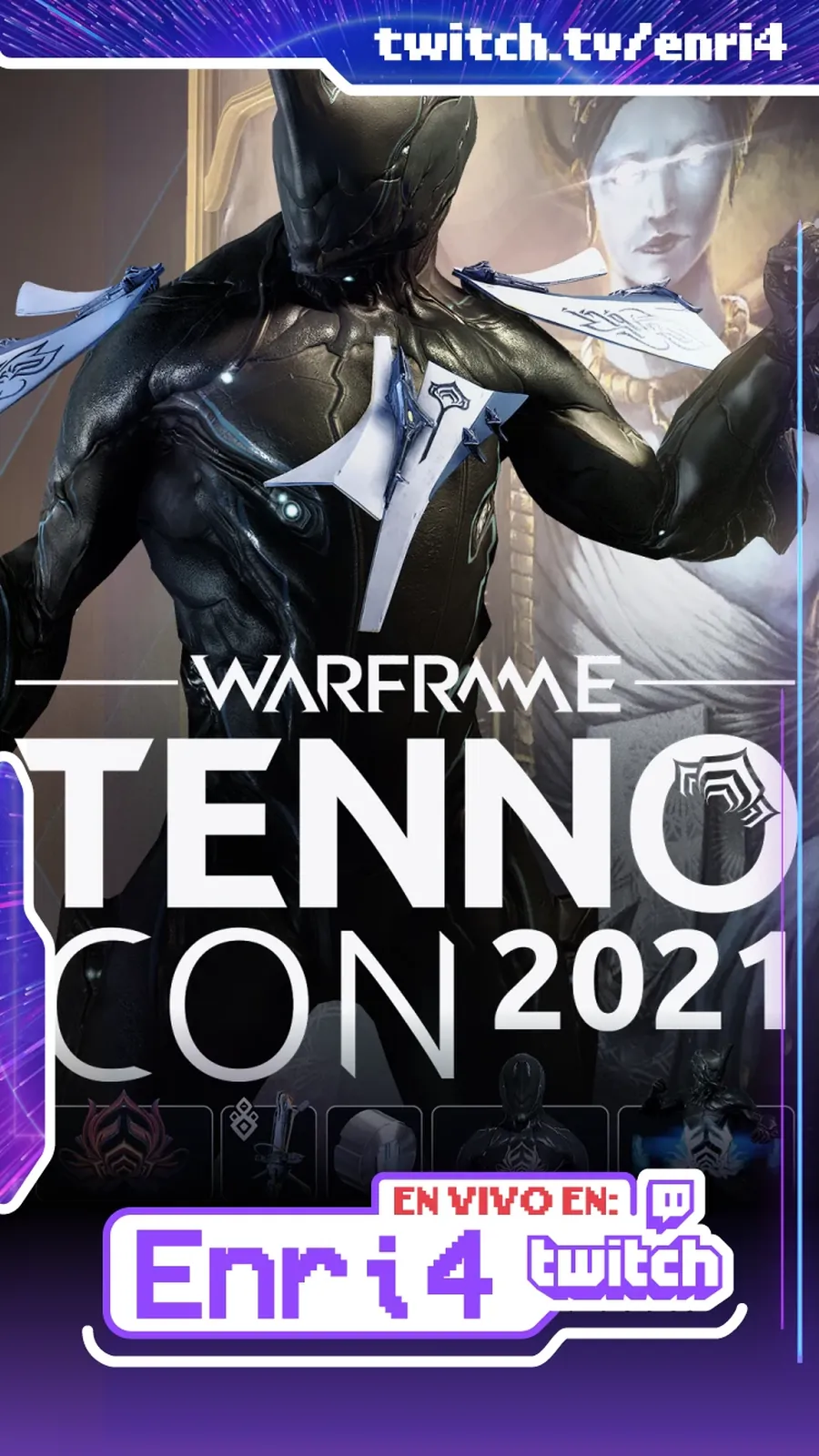 Pieza de cobertura del evento TennoCon 2021